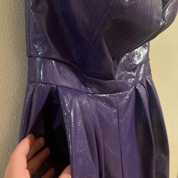 Vibrant M.I.U. Purple Faux Leather Strapless Jumpsuit NWT Size S Women's Casual - Picture 13 of 14